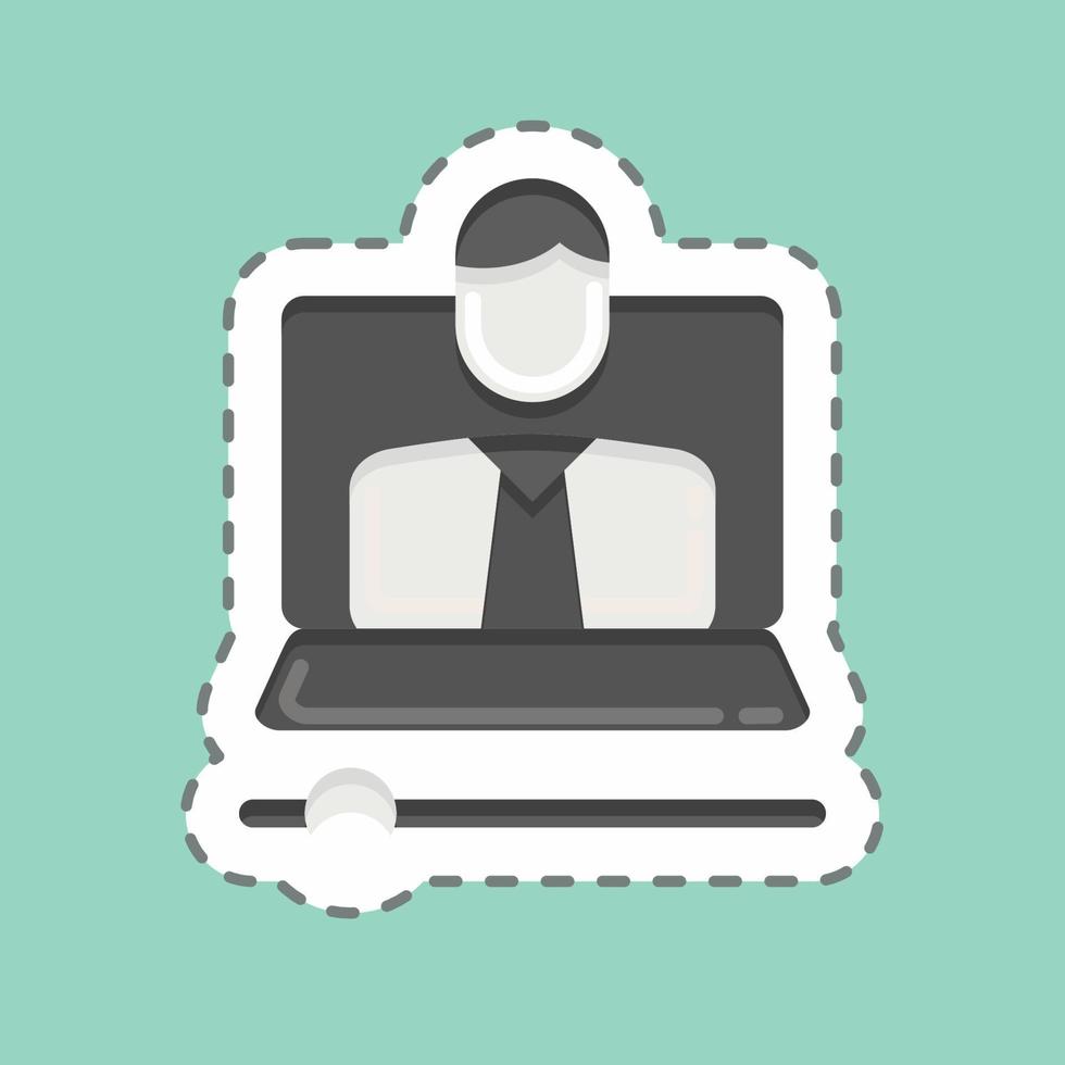 Sticker line cut Video Lesson. related to Education symbol. simple design editable. simple illustration vector