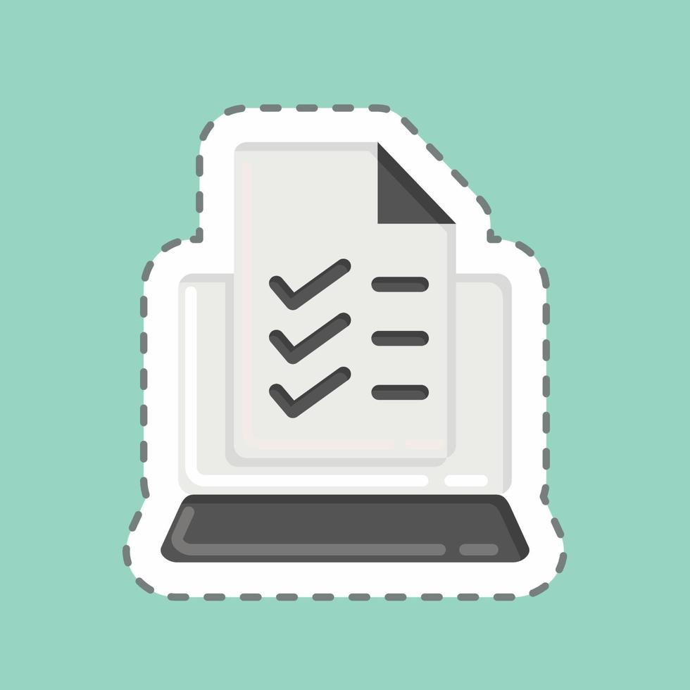 Sticker line cut Onlie Test. related to Education symbol. simple design editable. simple illustration vector