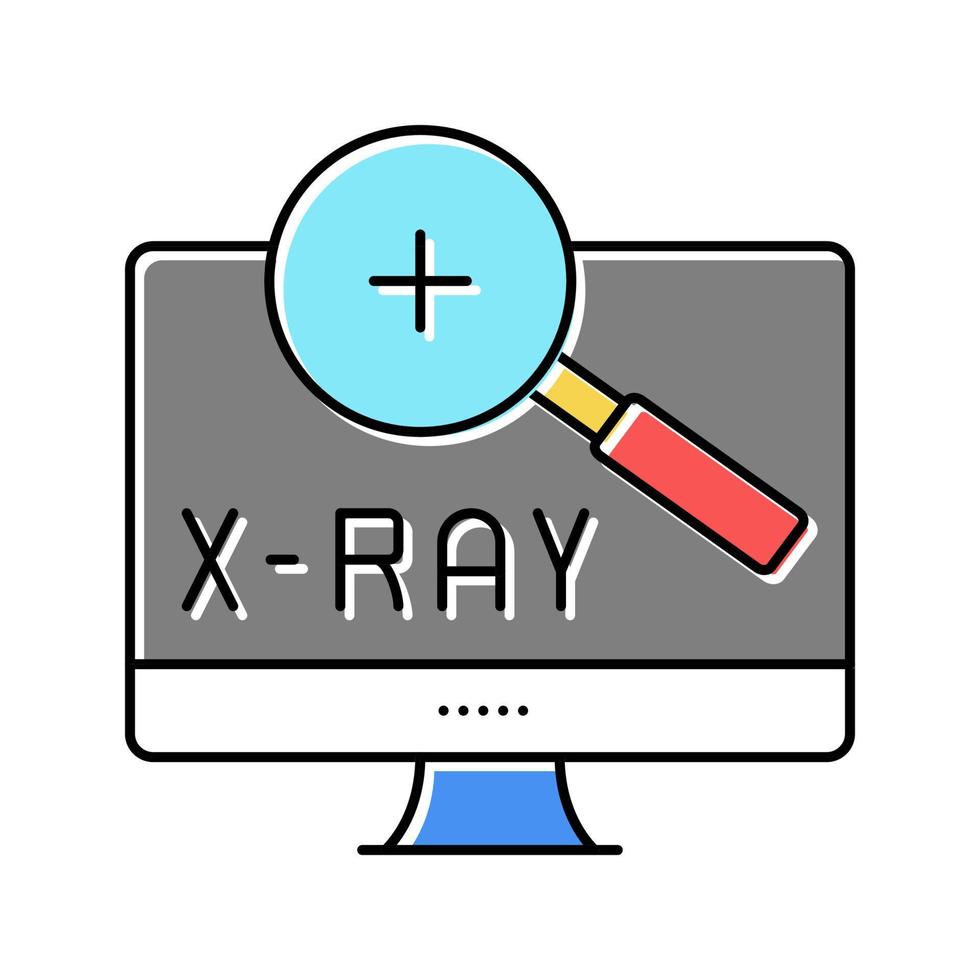 x-ray radiology researching on computer screen color icon vector illustration