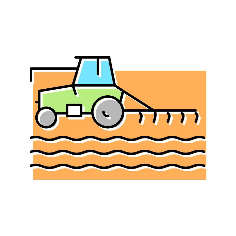tractor cultivando campo color icono vector ilustración
