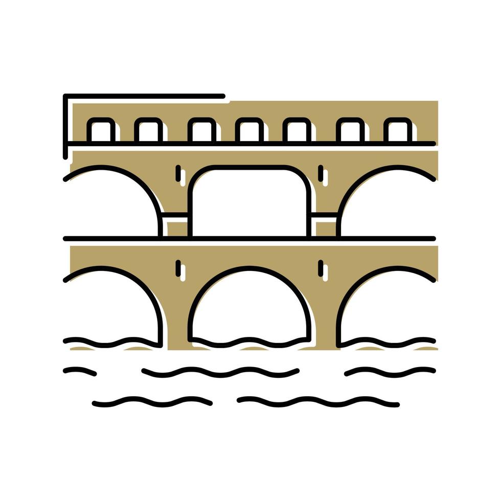 aqueduct ancient rome construction color icon vector illustratio