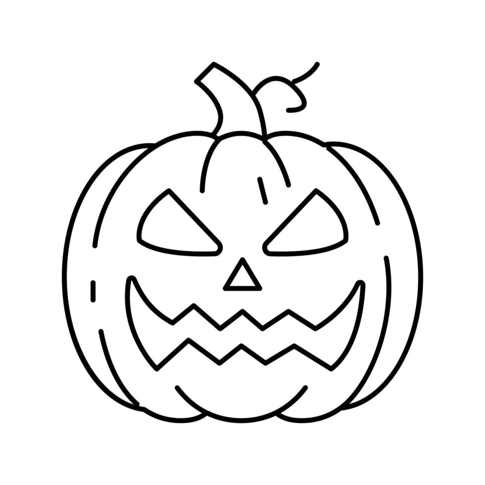 halloween pumpkin face line icon vector illustration