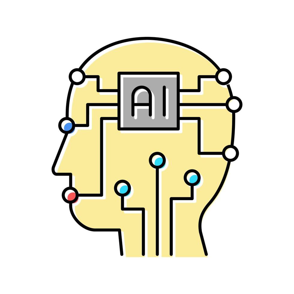 artificial intelligence technology color icon vector illustration