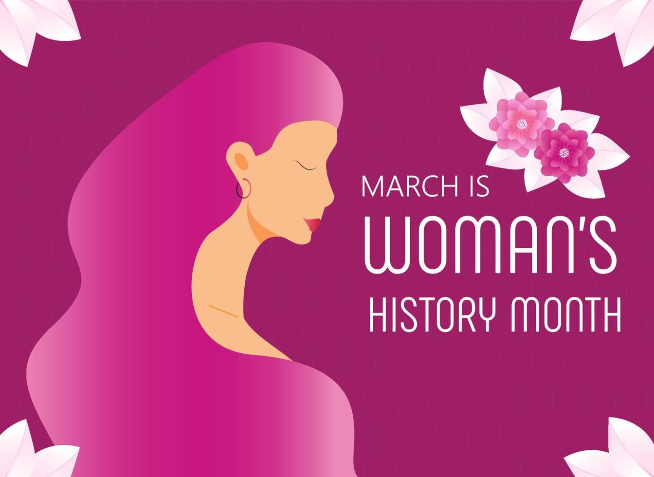 Woman history month concept vector on flat style. Event is celebrated in March in USA, United Kingdom, Australia. Girl power and feminism illustration for web, poster