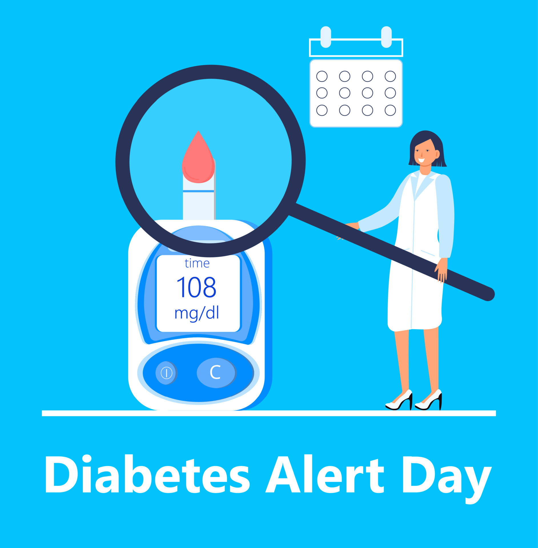 American Association Diabetes Alert Day concept vector in flat style. Event is observed annually
