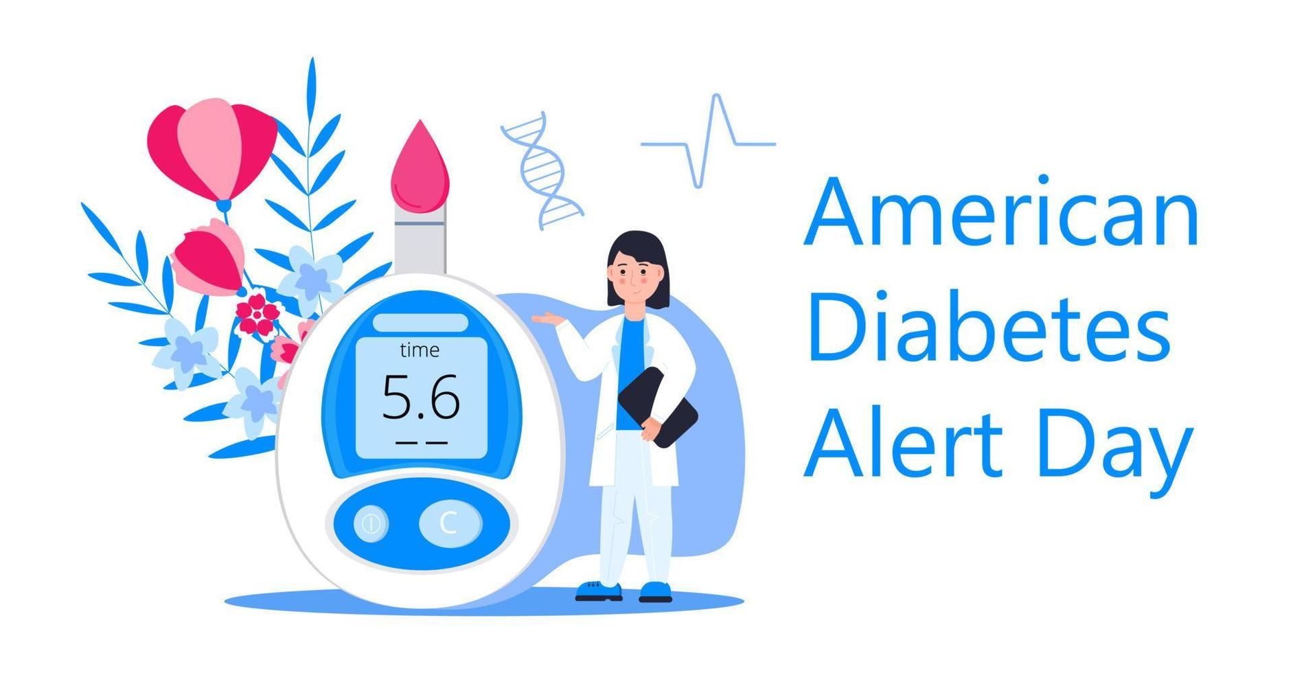 American Association Diabetes Alert Day concept vector in flat style
