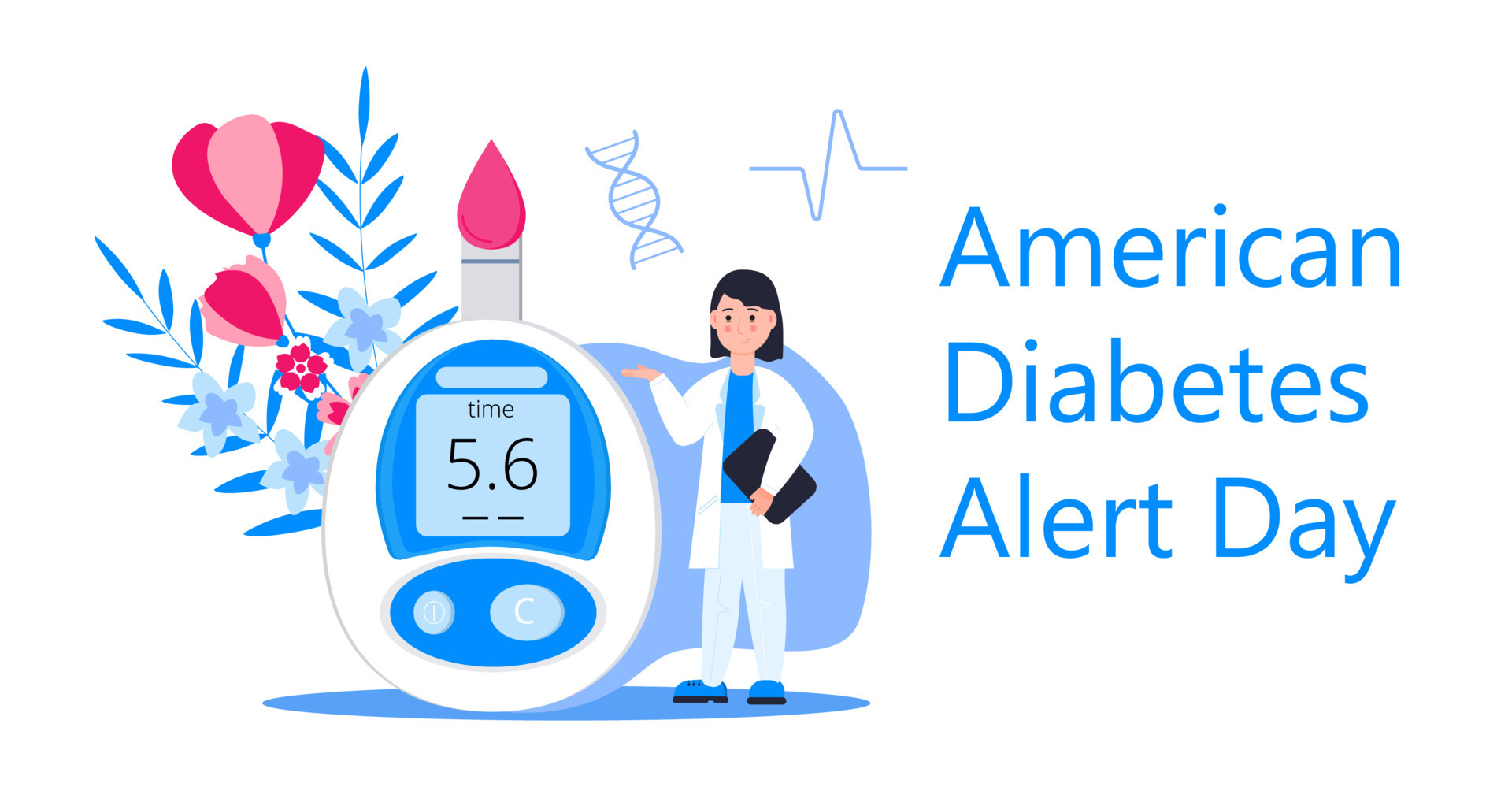 American Association Diabetes Alert Day concept vector in flat style. Event is observed annually
