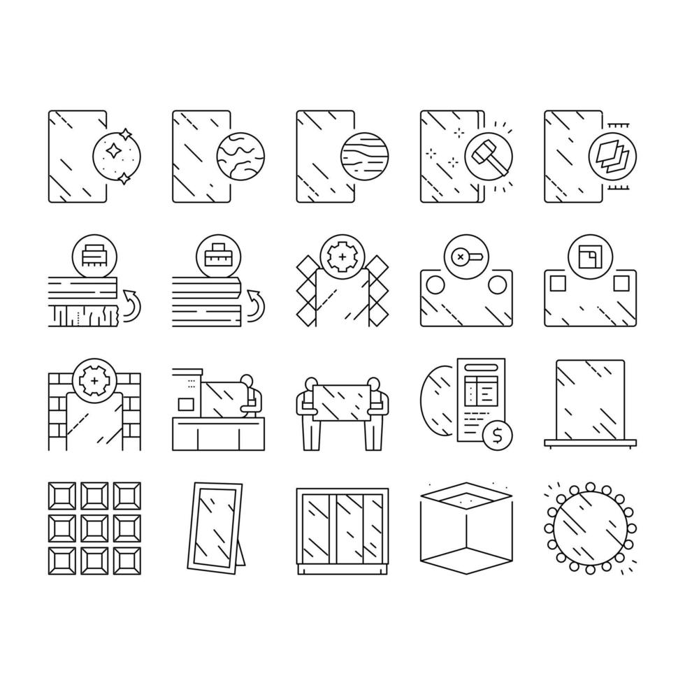 Mirror Installation Collection Icons Set Vector