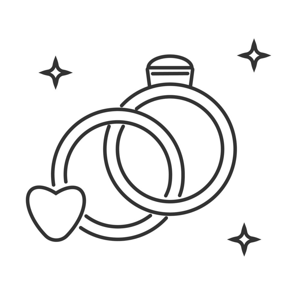 Wedding icon vector. Newlyweds ring with stars, heart vector