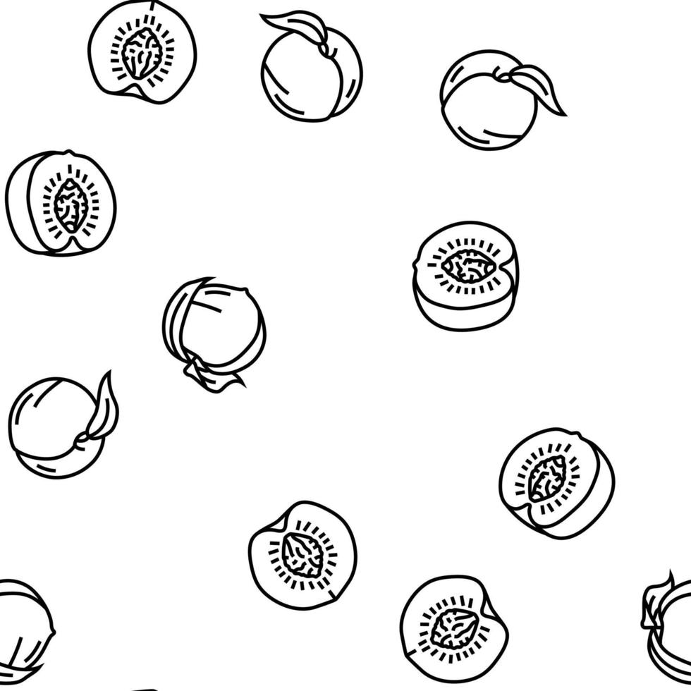 peach fruit nectarine juicy vector seamless pattern