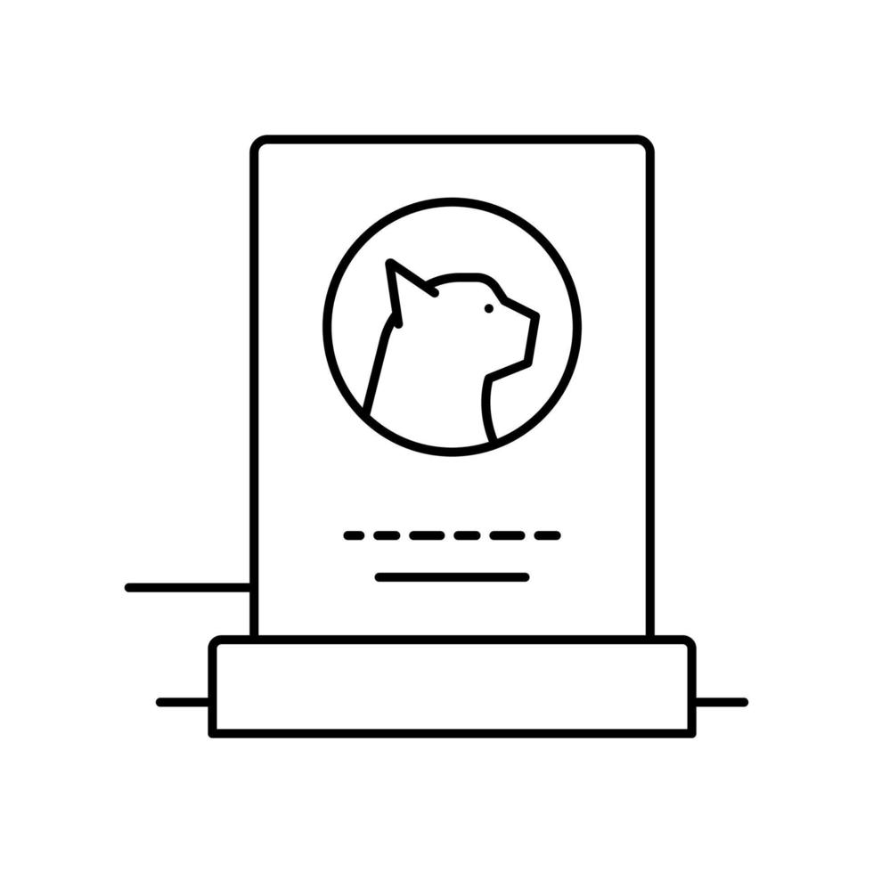 gato muerto mascota monumento línea icono vector ilustración