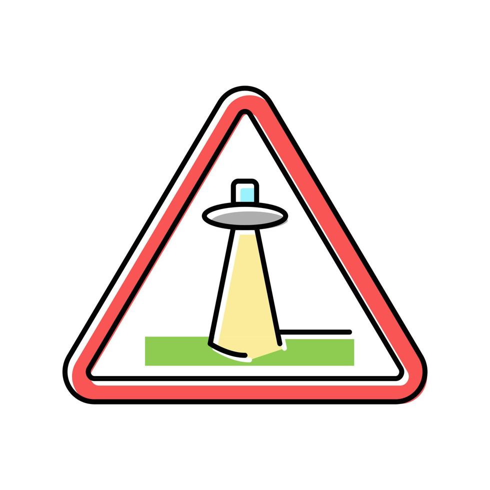 ilustración de vector de icono de color de advertencia de abducción alienígena