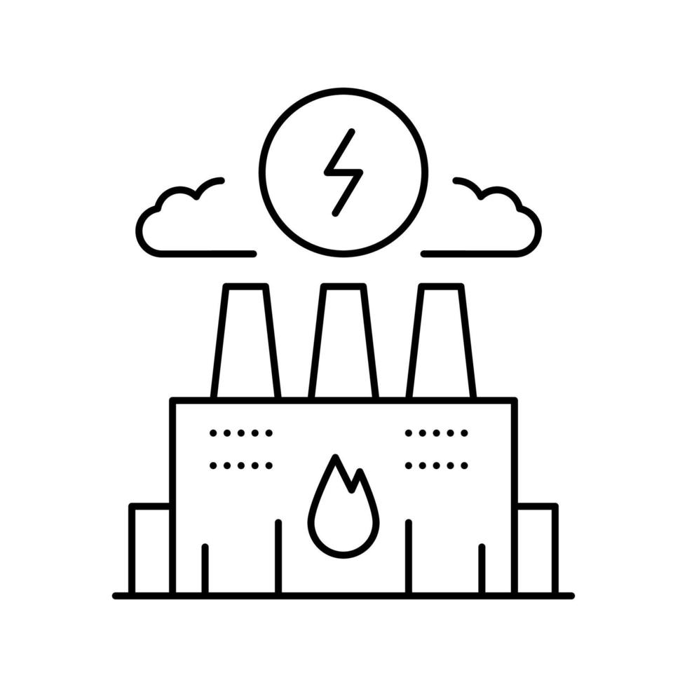 línea de fábrica de energía icono vector negro ilustración