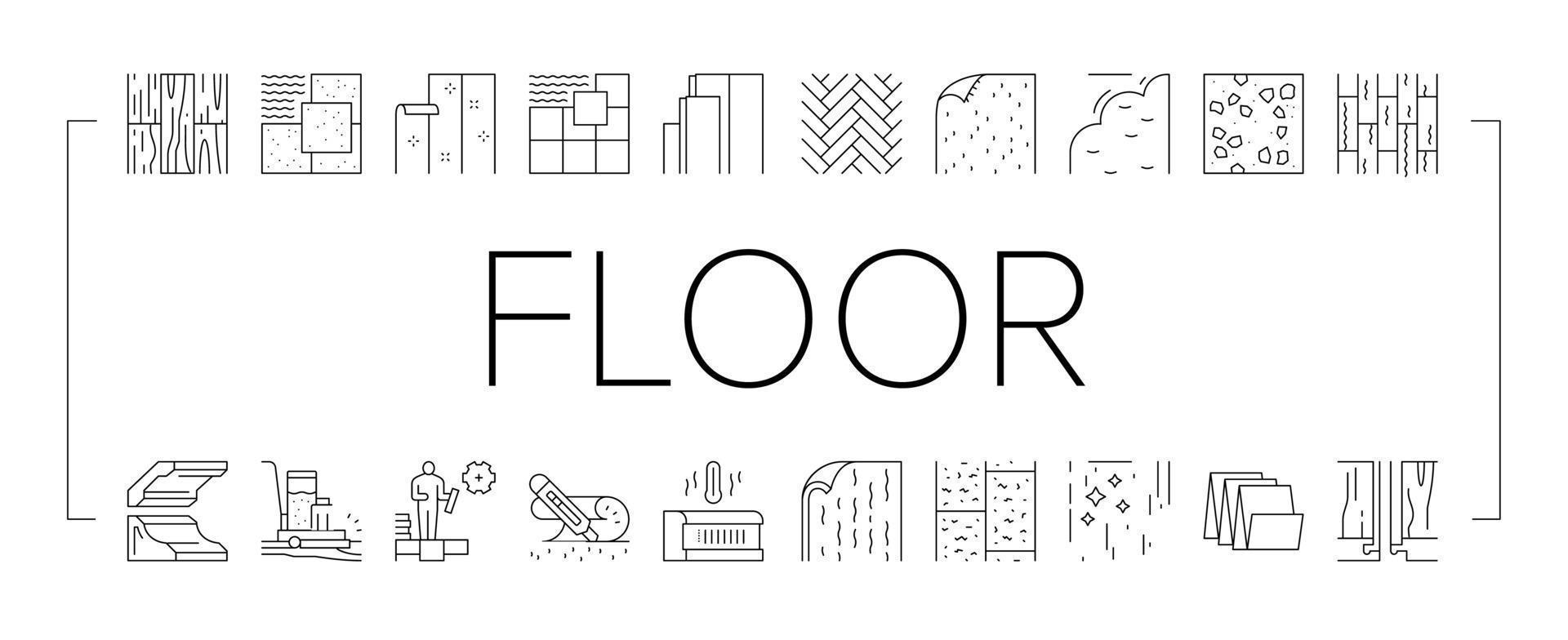 Floor Installation Collection Icons Set Vector