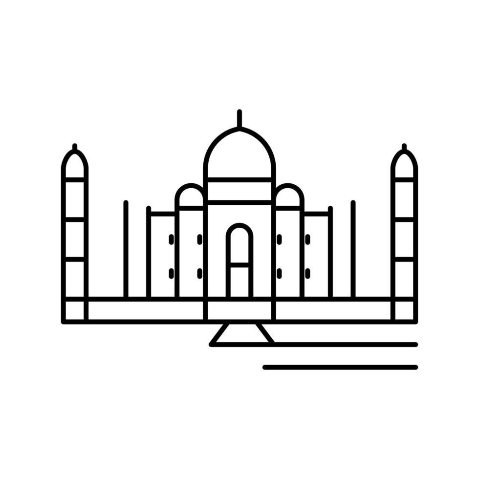 taj mahal línea icono vector ilustración