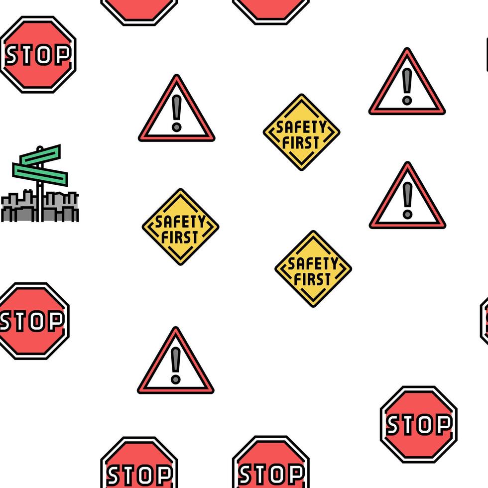 Traffic Sign Road Information vector seamless pattern