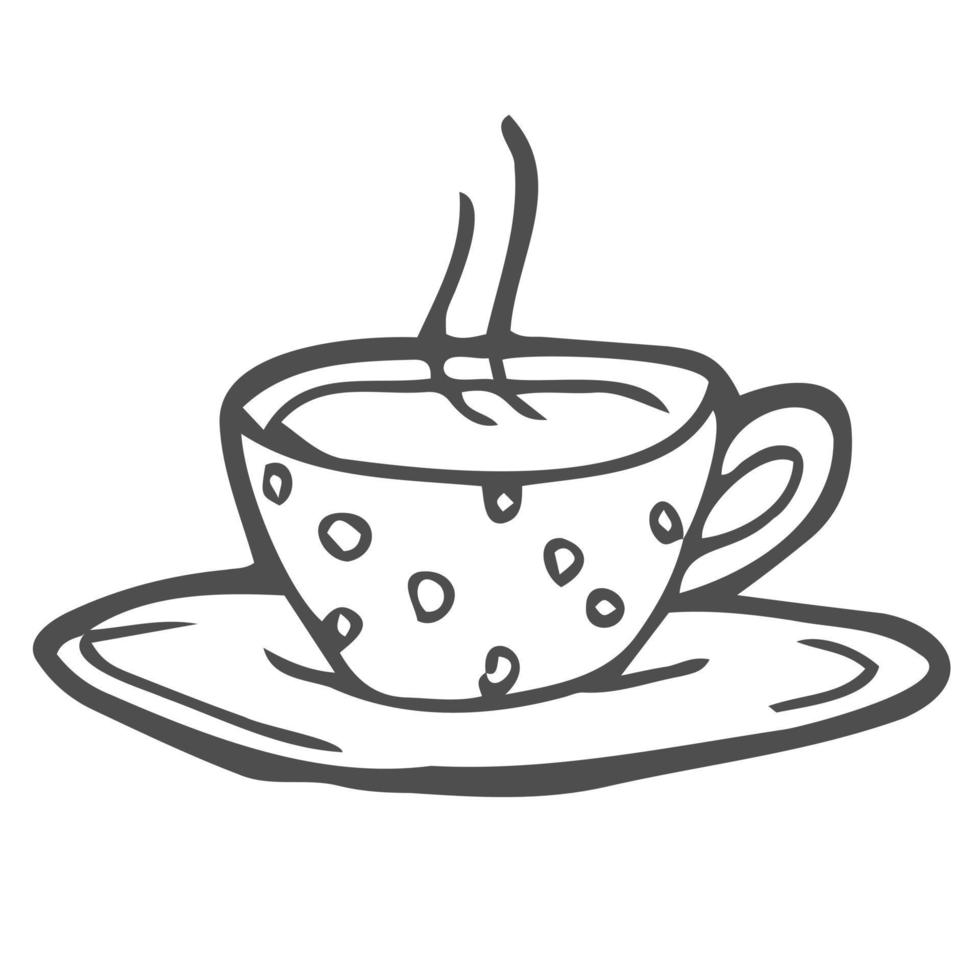 taza con bolsita de té icono de doodle de contorno dibujado a mano. bebida caliente - ilustración de esbozo de vector de taza de té para impresión, web, móvil e infografía aislado sobre fondo blanco.