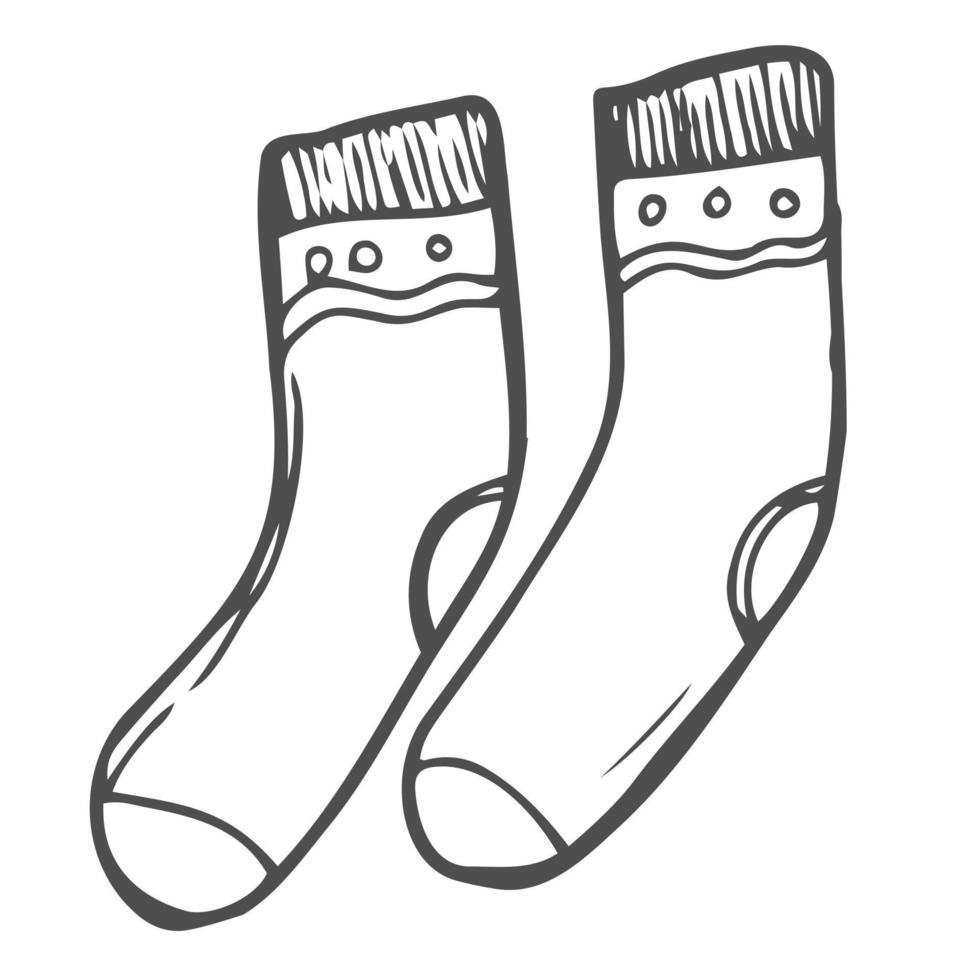 vector dibujado a mano calcetines contorno doodle icono. calcetines boceto ilustración para impresión, web, móvil e infografía aislado sobre fondo blanco.