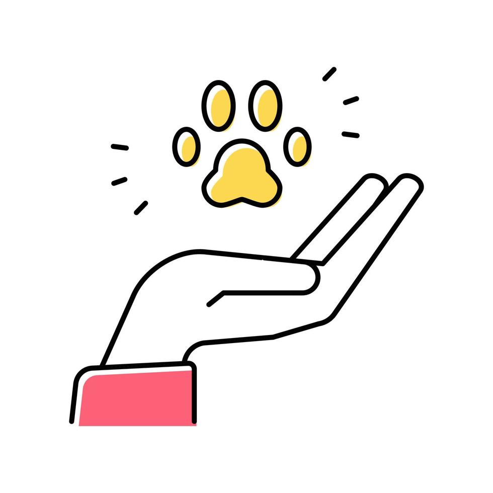 hand hold animal paw color icon vector illustration