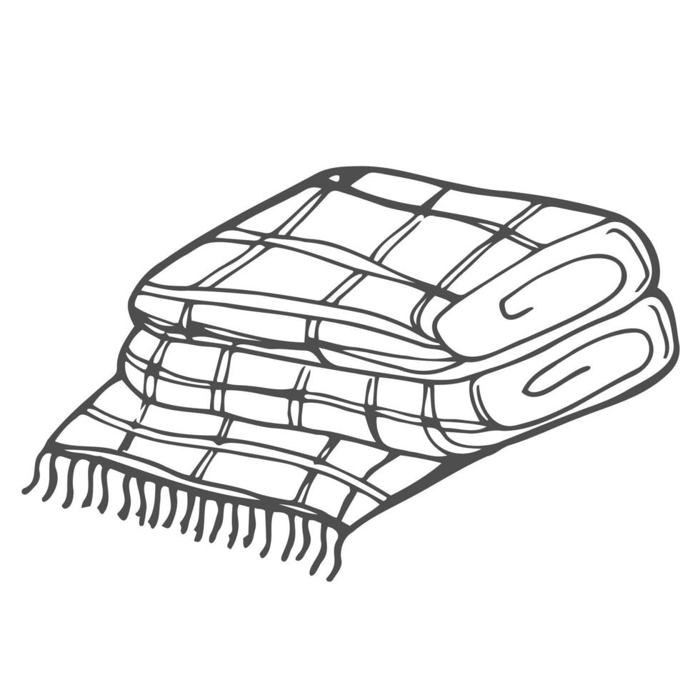 Folded plaid blanket Cover Design element with outline The theme of