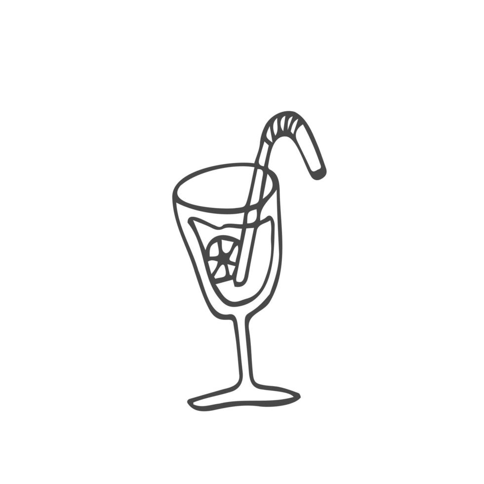 cocktail vector doodle sketch. line art cocktail isolated on white