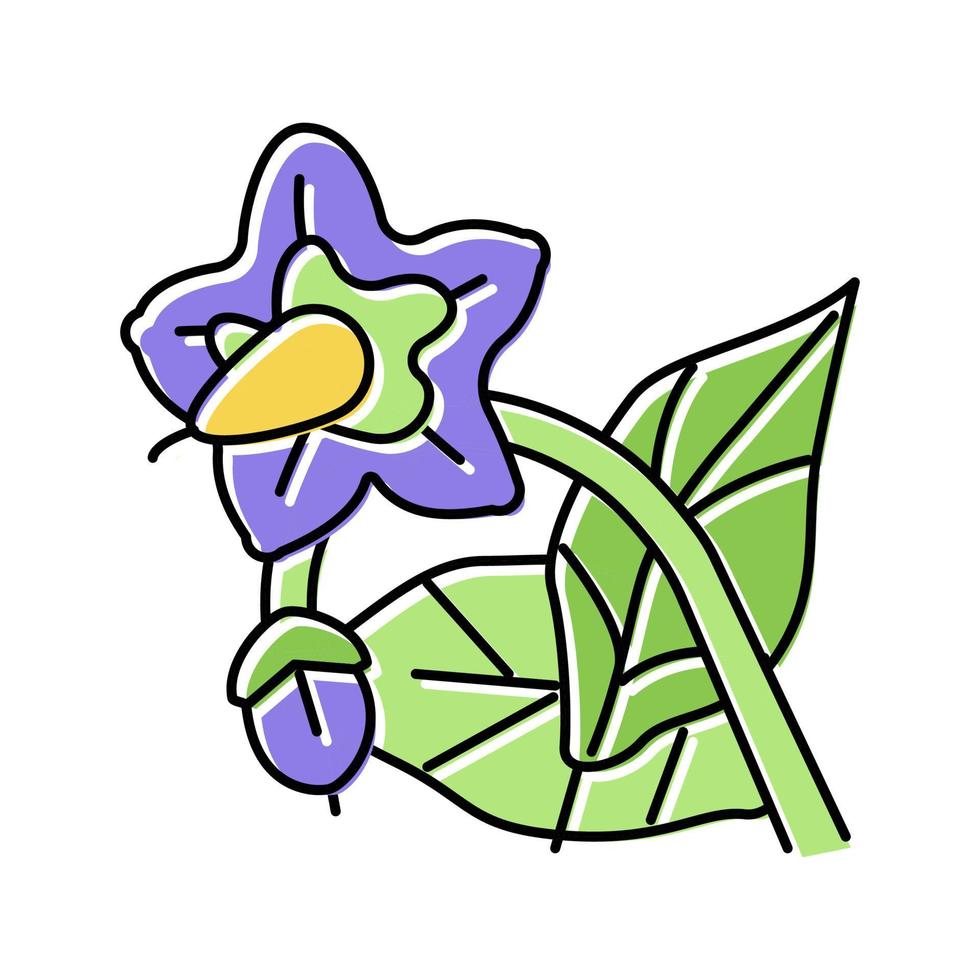 Ilustración de vector de icono de color de flor de berenjena