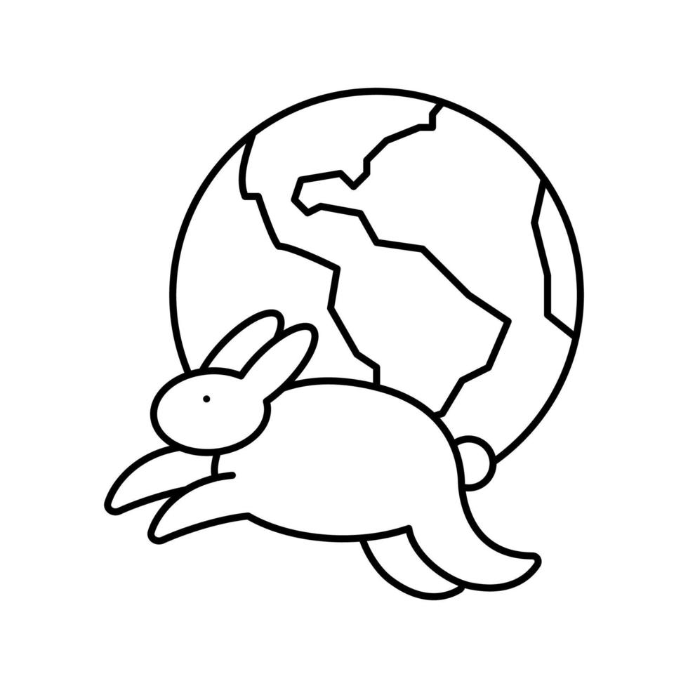 worldwide safe rabbits line icon vector illustration