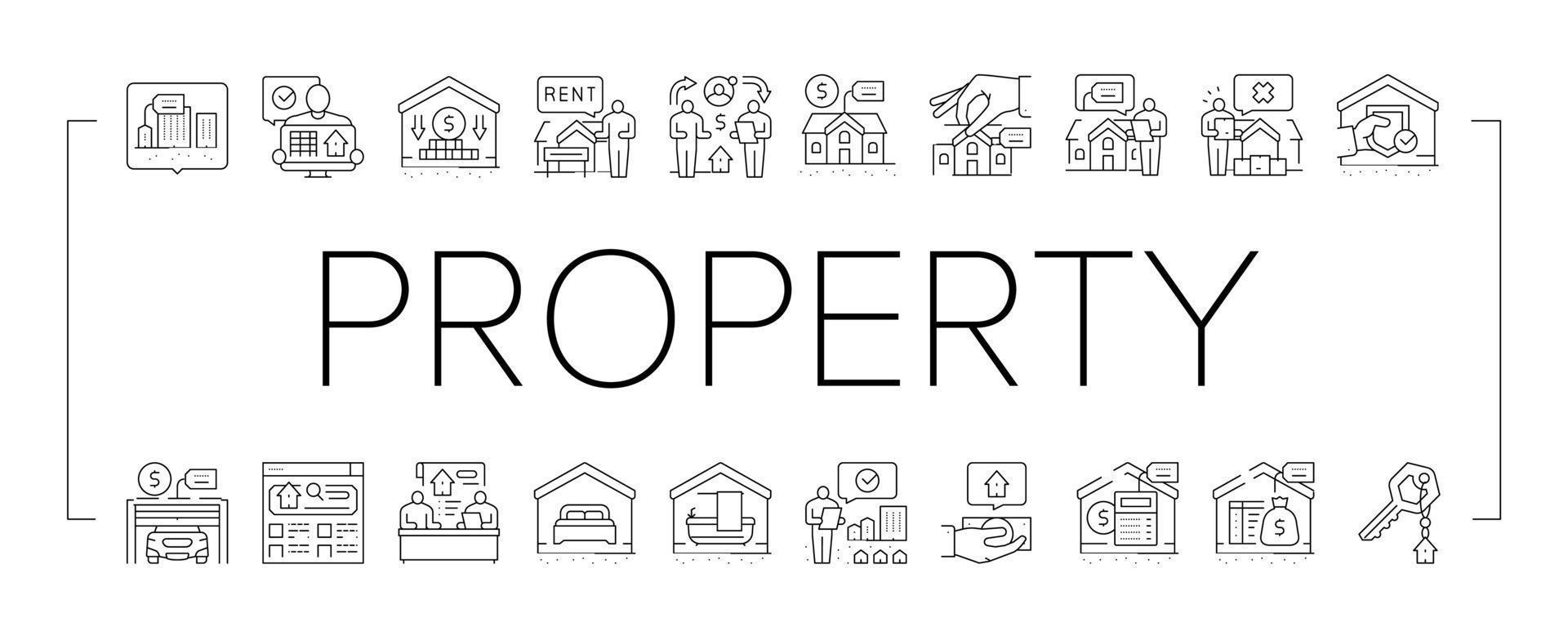 property estate home house real icons set vector