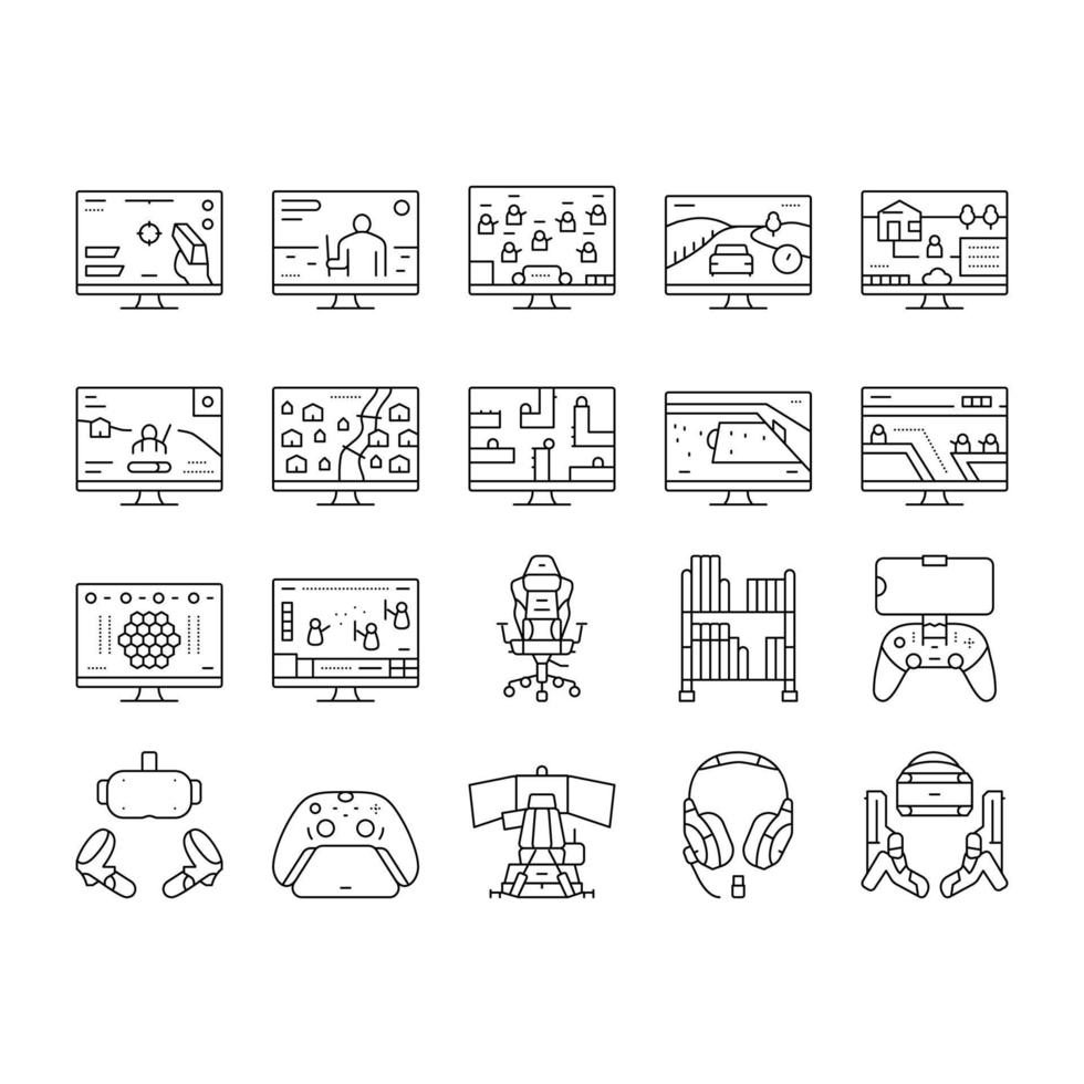 Video Game Electronic And Device Icons Set Vector