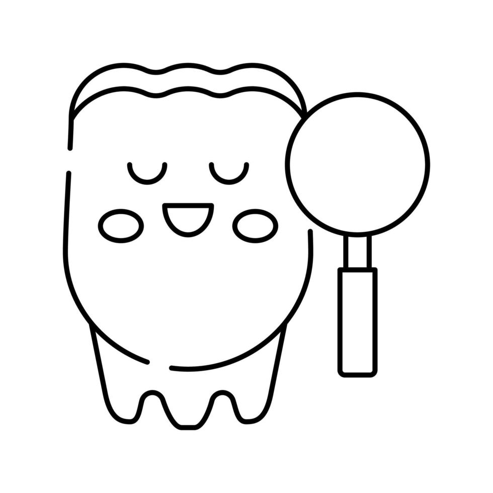 ilustración de vector de icono de línea de investigación de dientes