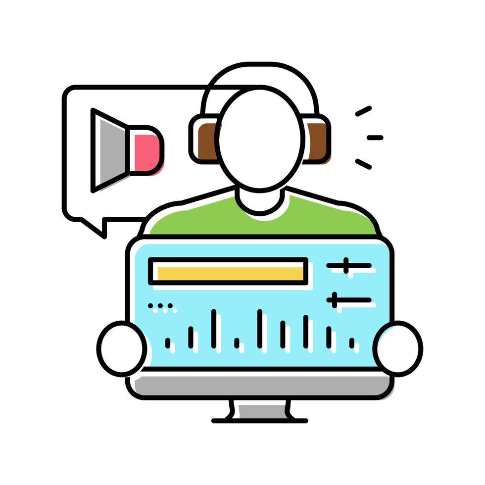 audio editor color icon vector illustration