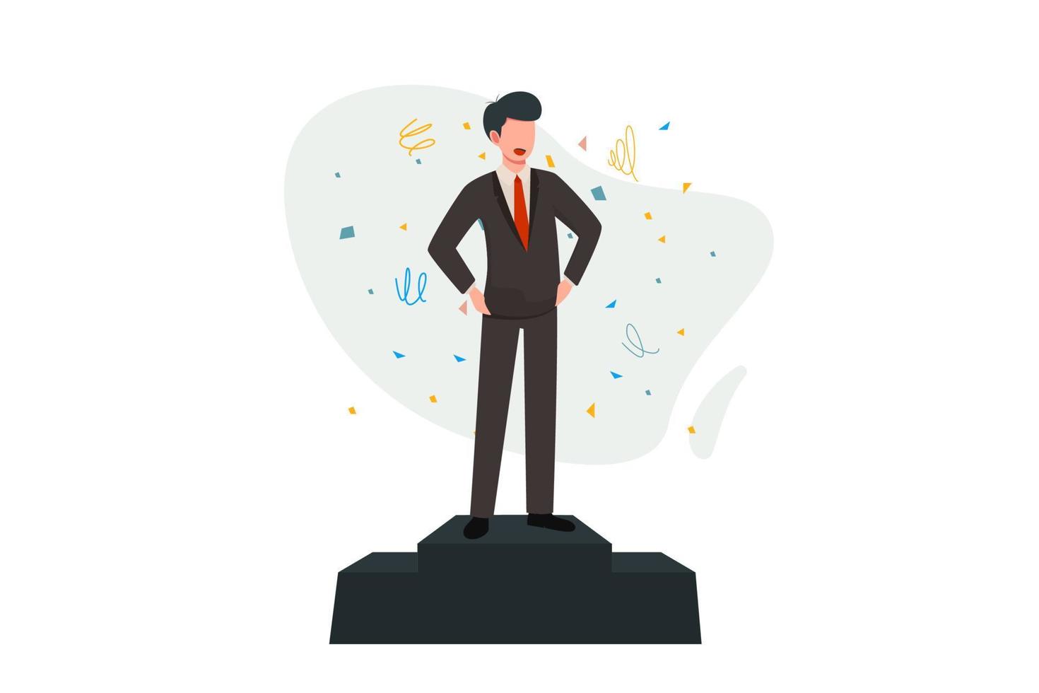 Business concept illustration of businessmen on podium, business competition, winner concept vector