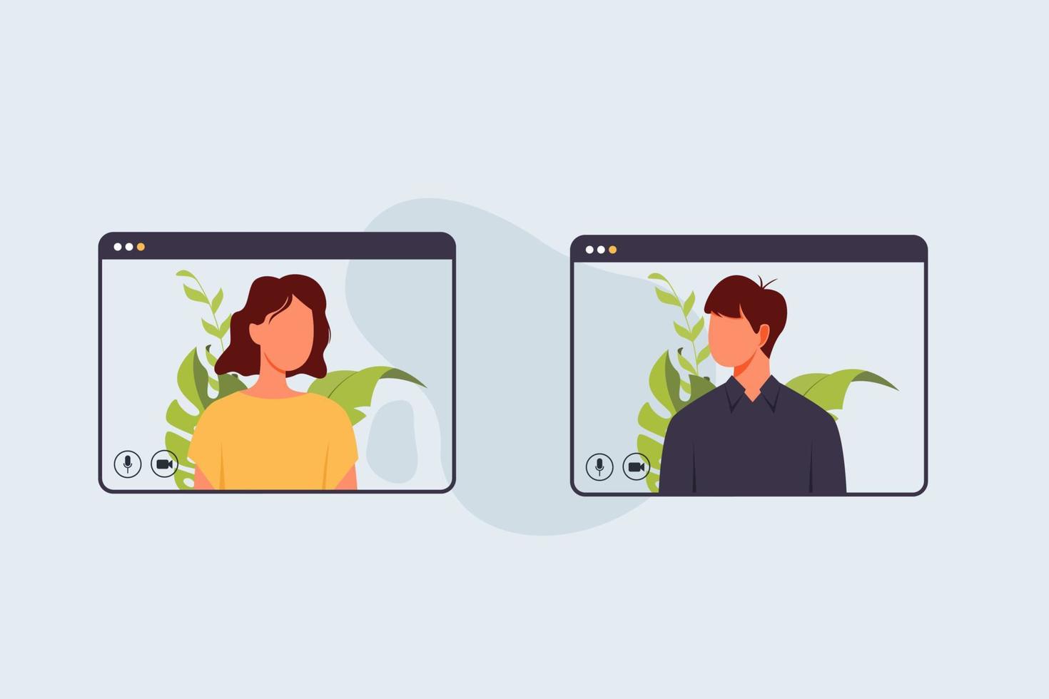 Video call conference, working from home, social distancing, business discussion vector
