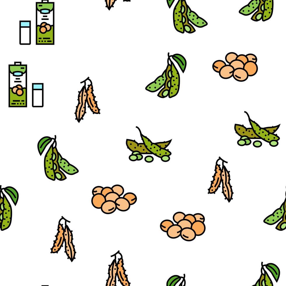 soy bean food pea green vector seamless pattern