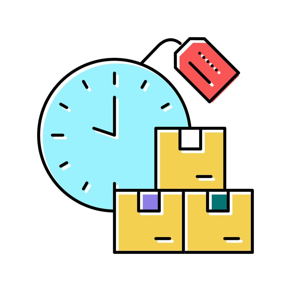 Ilustración de vector de icono de color de entrega de pedido rápido