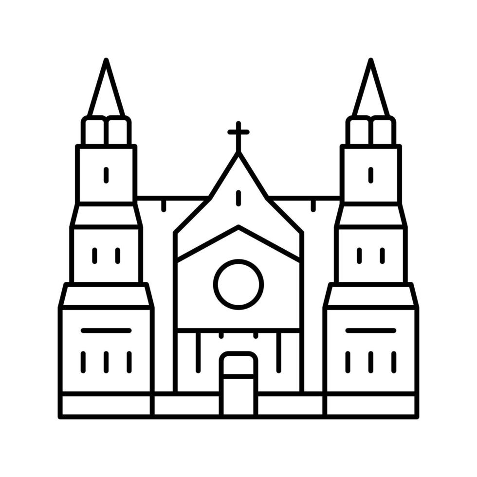 ilustración de vector de icono de línea de edificio de catedral