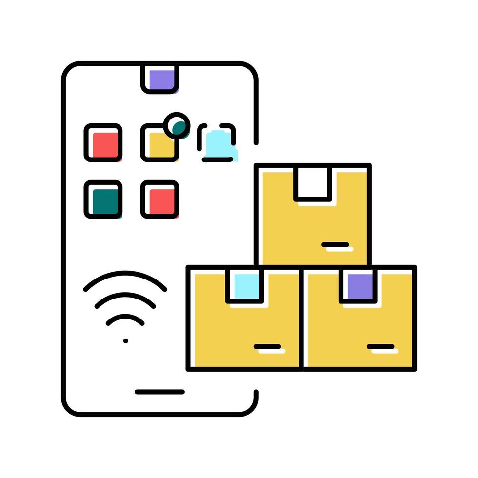 Ilustración de vector de icono de color de gestión de cadena de suministro de teléfono