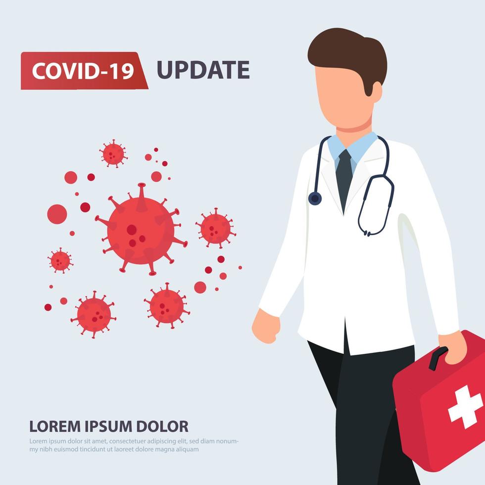 covid-19 update by doctor hold chart vector