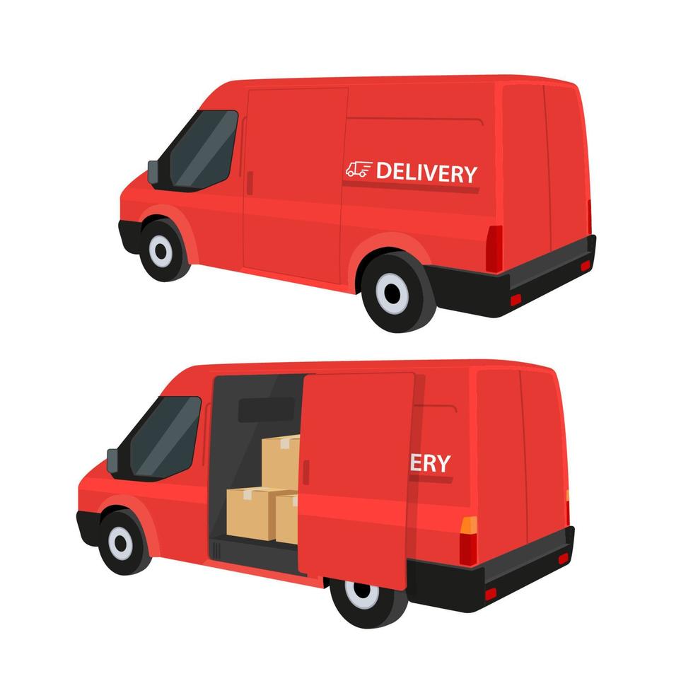 Free delivery concept - delivery red car and arrows vector