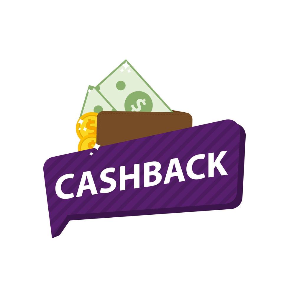 vector cash back icon with golden coins and wallet isolated