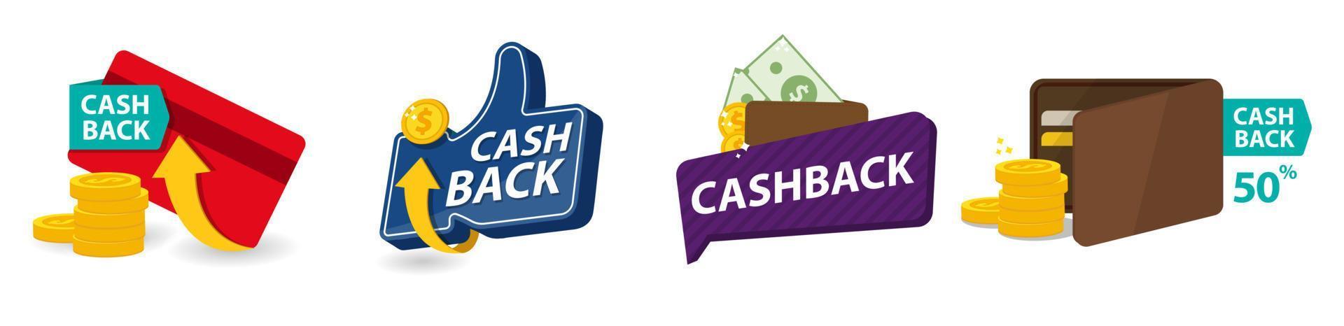 set of cashback label sticker collection perfect for promotion and other sales trick vector