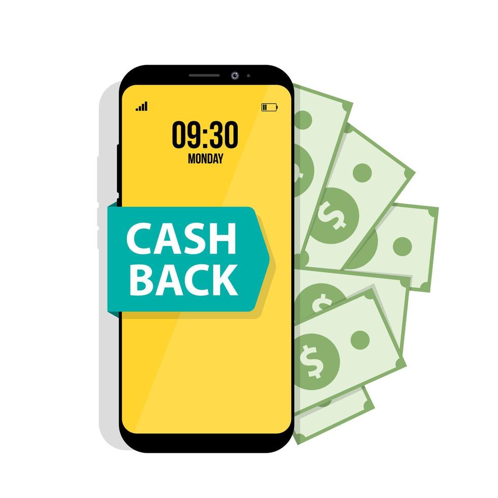 Cash back flat vector concept of loyalty program campaign, money refund.