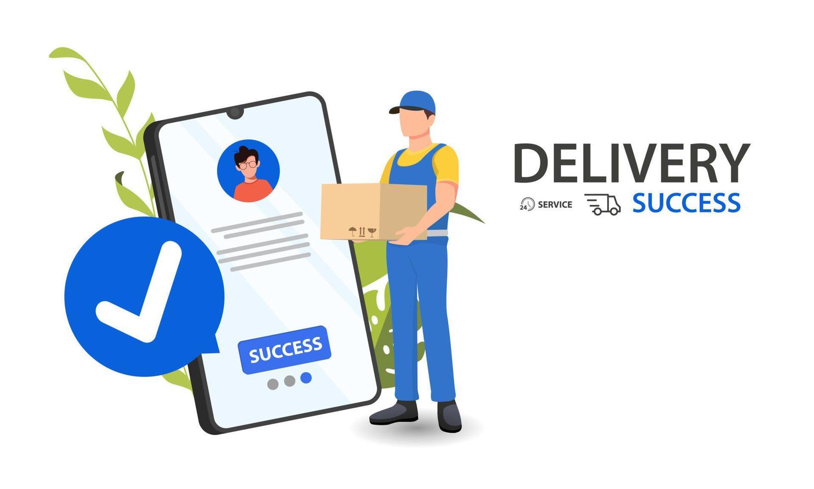 Delivery man and customer at door. Can use for web banner, infographics, hero images. vector