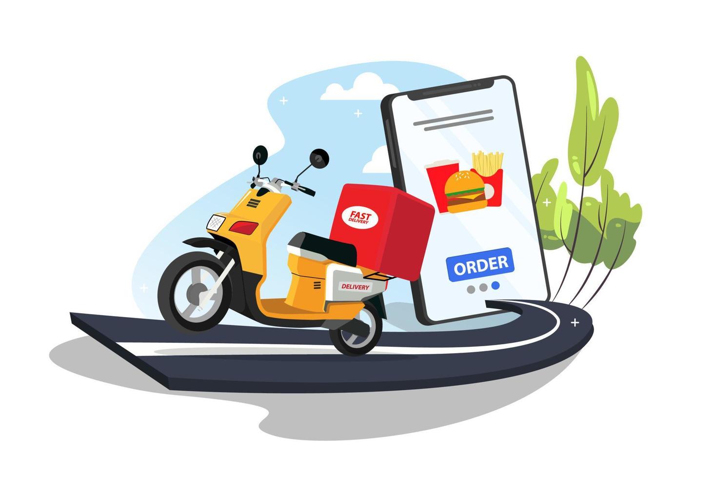 Online delivery service concept.perfect for landing page, delivery website, banner, and background vector