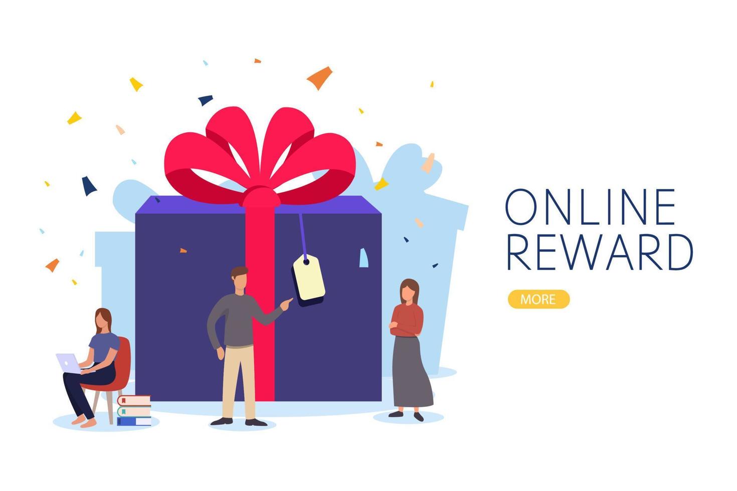 online reward , Group of happy people receive a gift box vector illustration concept