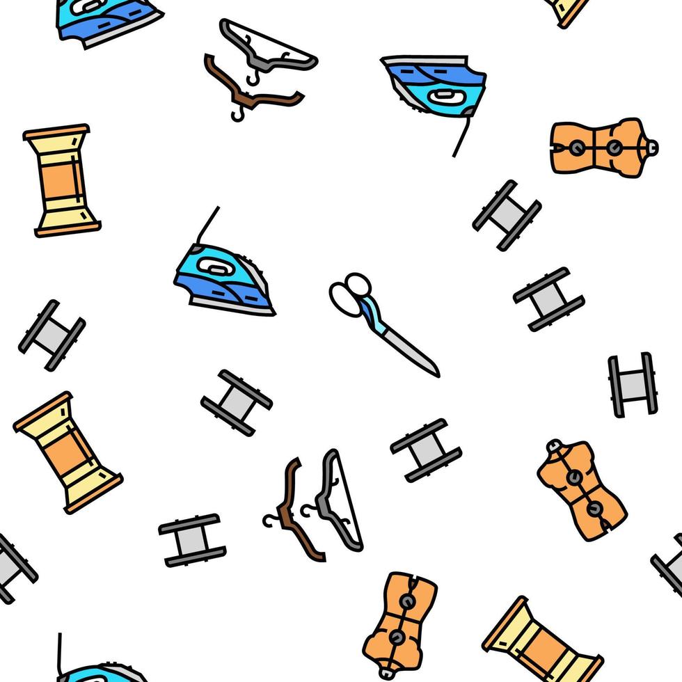 Tailor Worker Sewing Occupation vector seamless pattern