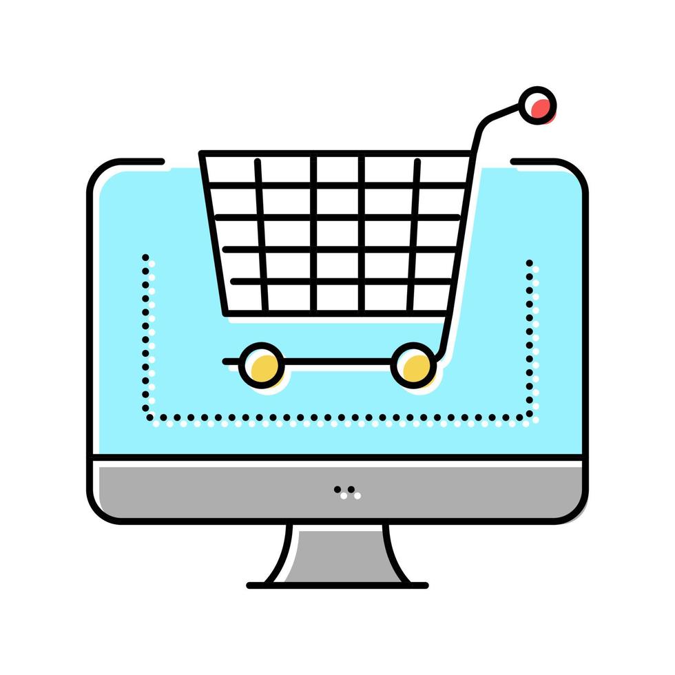 ilustración de vector de icono de color de compra de compras electrónicas