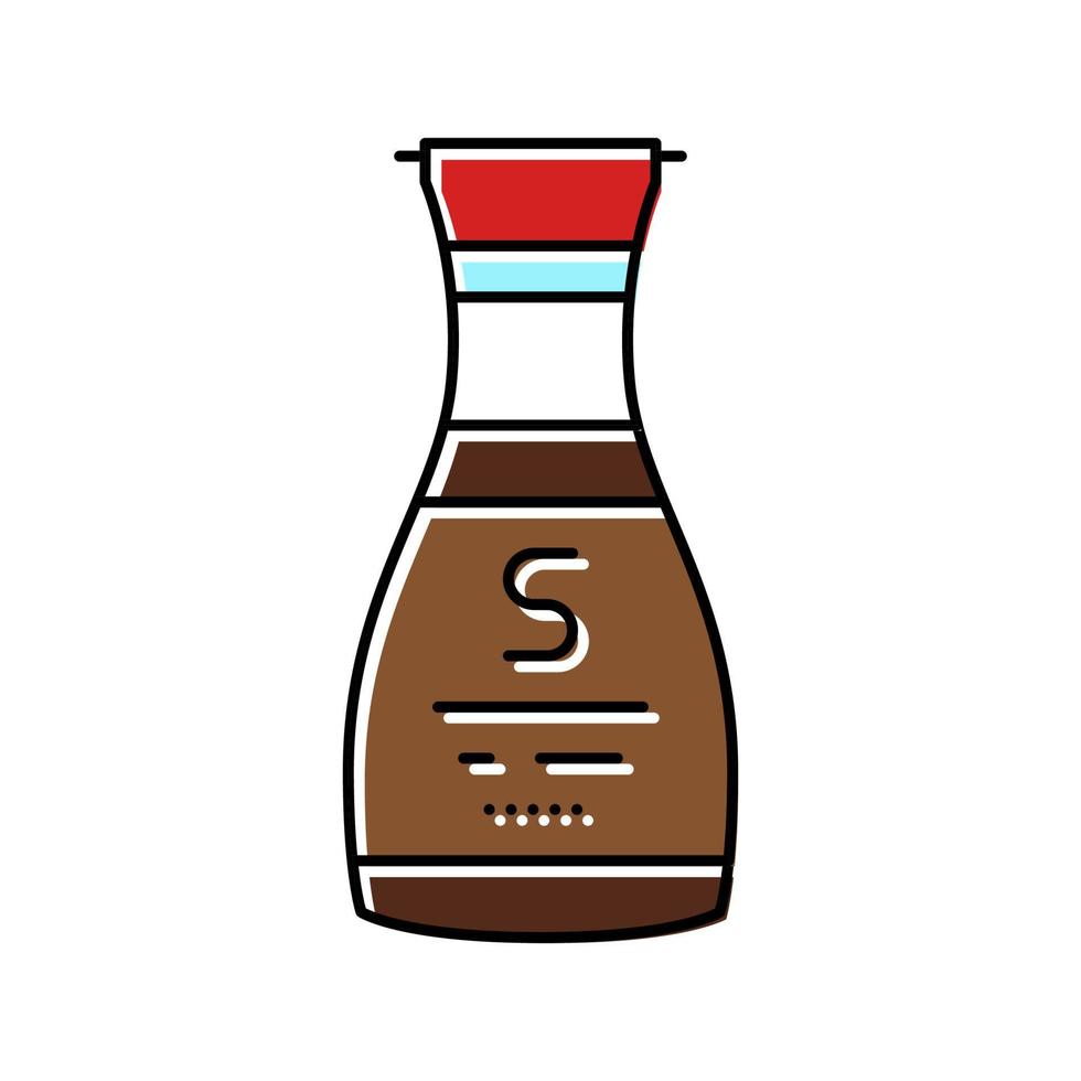 Ilustración de vector de icono de color de comida de salsa de botella de soja