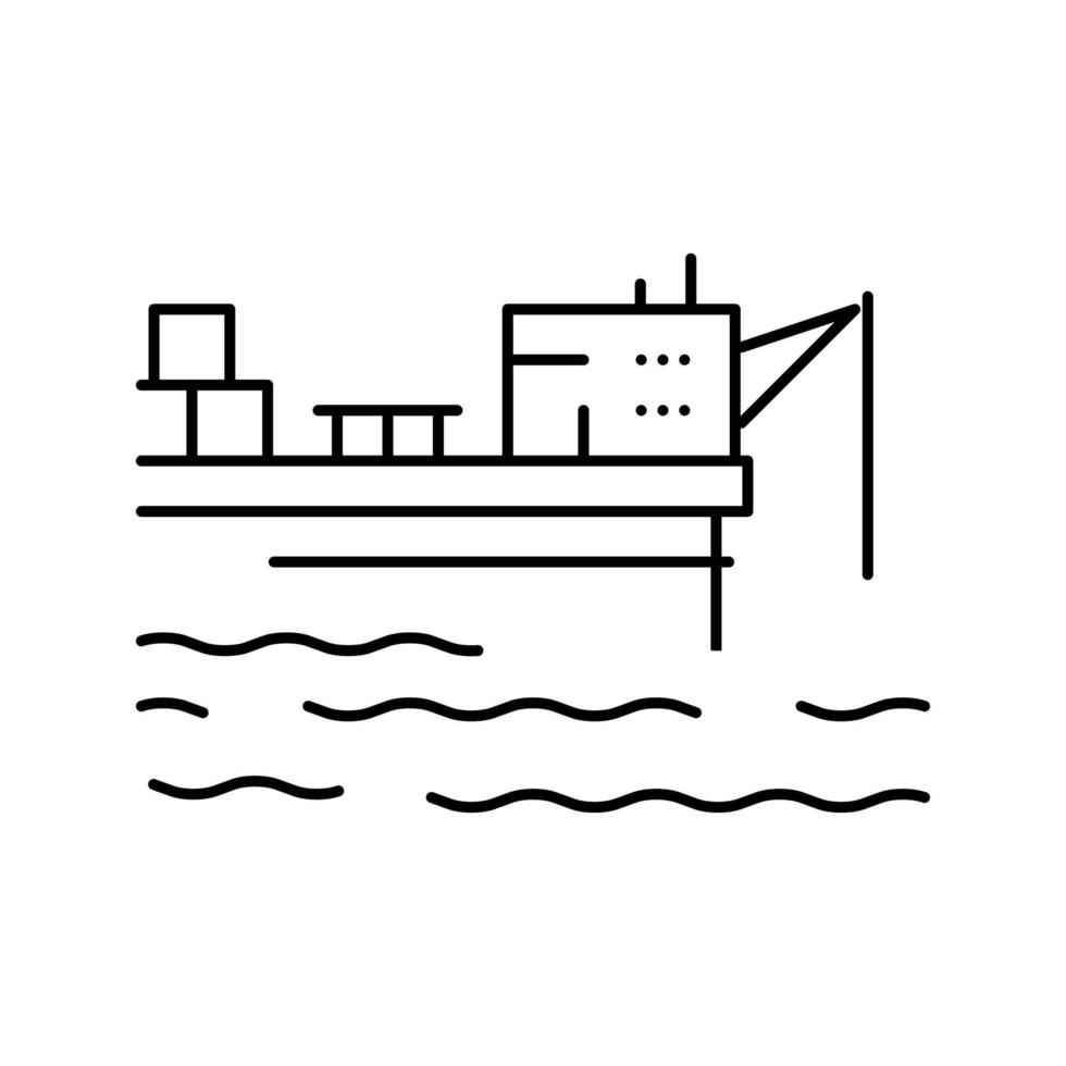 barco grúa equipo línea icono vector ilustración