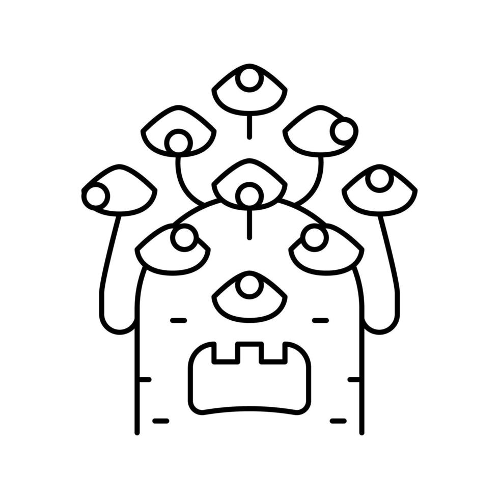 alien with nine eyes line icon vector illustration